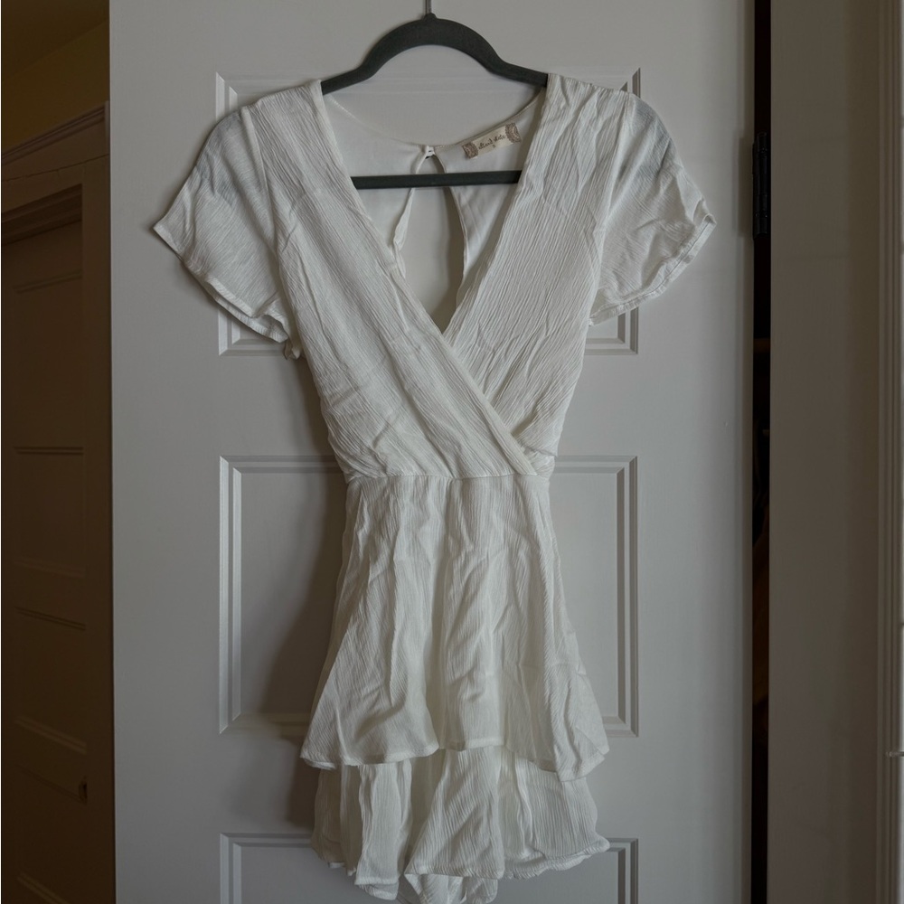 altar'd state white tie back double layered romper